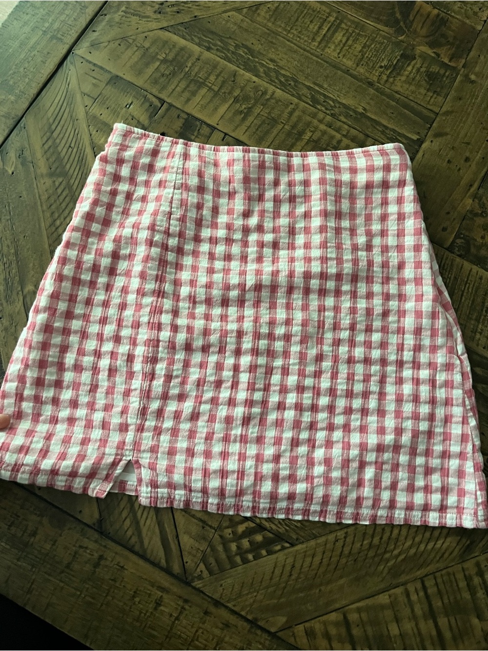 American Eagle Outfitters Pink and White Gingham Mini Skirt